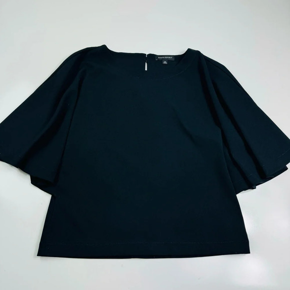 Banana Republic Black‎ Flutter Sleeve Top Size XS - Picture 1 of 8